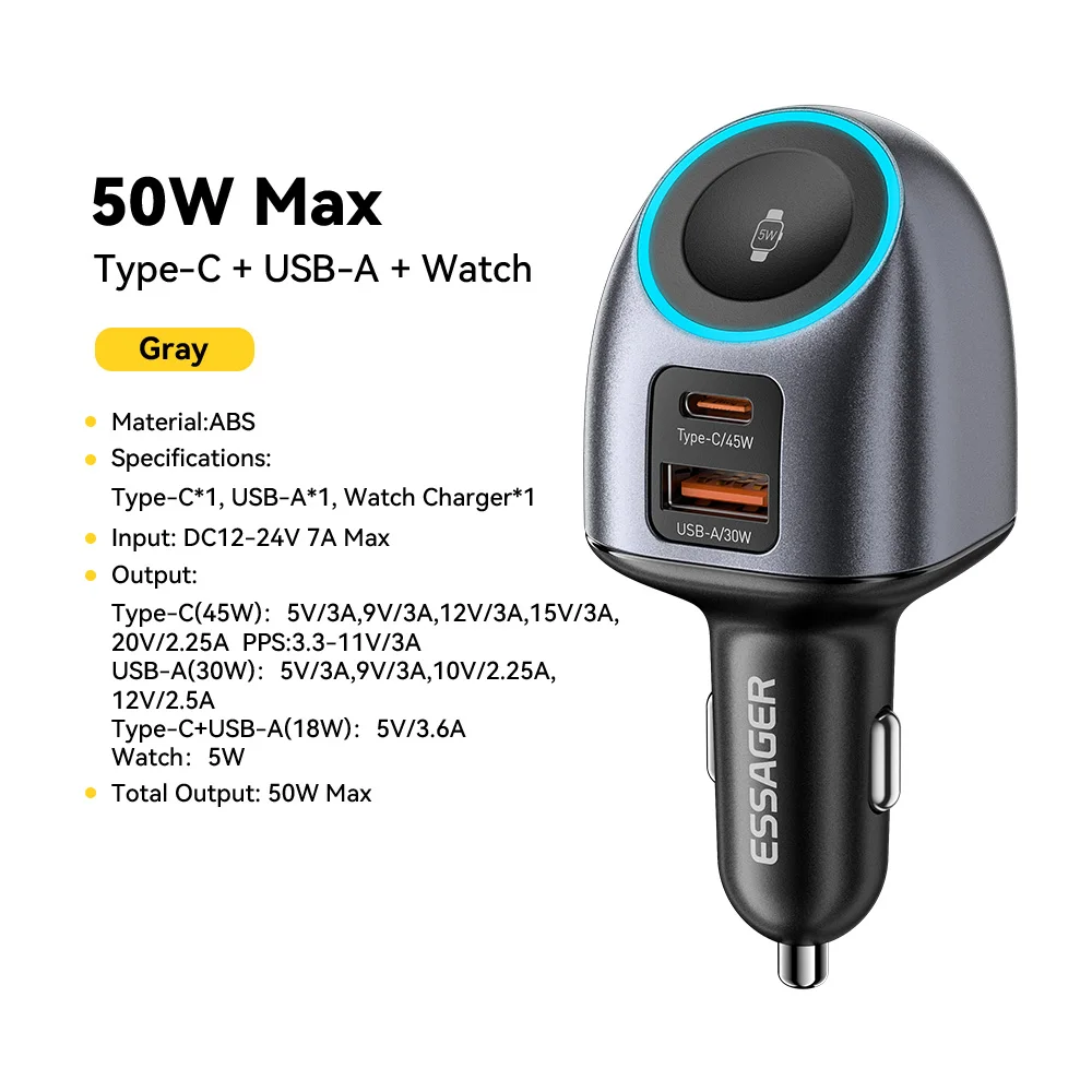 Essager 2-in-1 Fast Wireless Car Charger