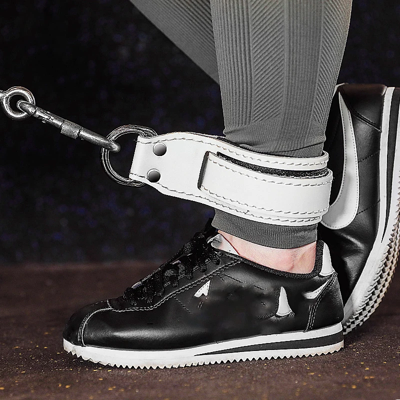 Leather Ankle Strap Cuffs ankle straps fitness ankle straps ankle wrist cuffs Adjustable For Cable Machine Attachment Home Gym Foot Resistance Training Legs Strength Body Building