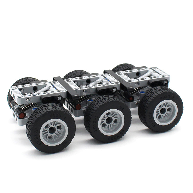 119pcs MOC High-Tech Car Wheels Set Building Block DIY Technical Pin Liftarm Parts Compatible with 3 Axled Trailer Brick Toys