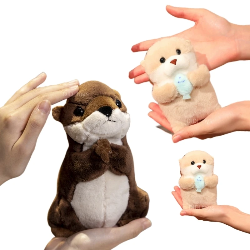 

Lifelike Pray for Blessings Otter Plush Toy Stuffed Animals Hug Fish Food Kawaii Otters Plushie Doll for Kids Birthday Gift Boy