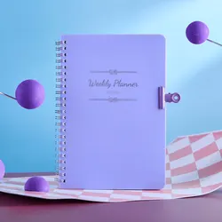 A5 Undated Spiral Weekly Planner Notebook - Stylish Agenda for Students and Professionals (Purple new)