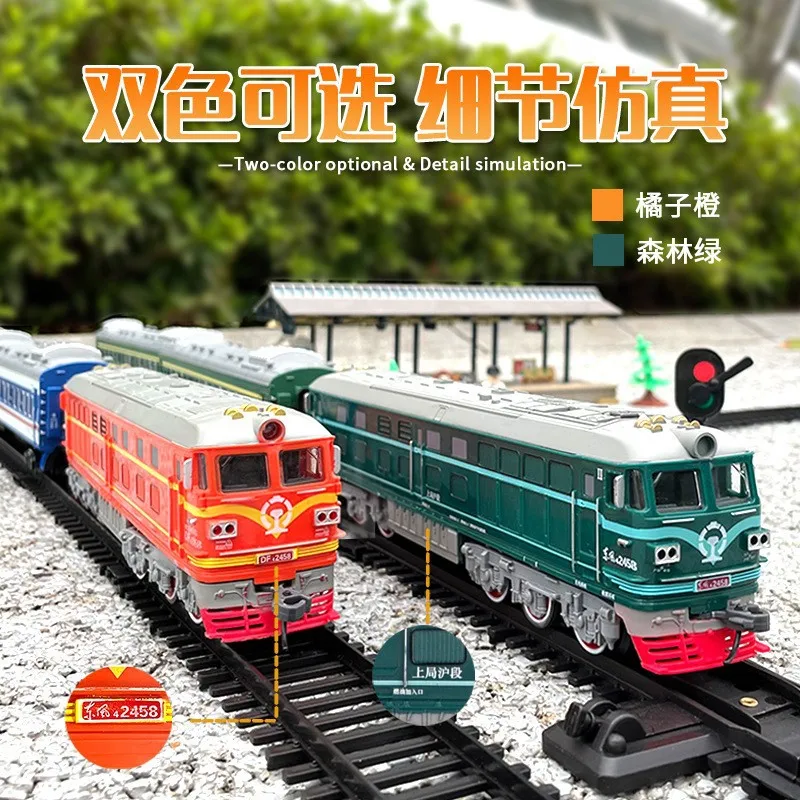 Train Set Toys 1pcs  Headstock And 2 Pcs Carriage LED Lights 180cm Track Simulated Train Toy Model Gifts For 3 4 5 6 7 8+ Year 5