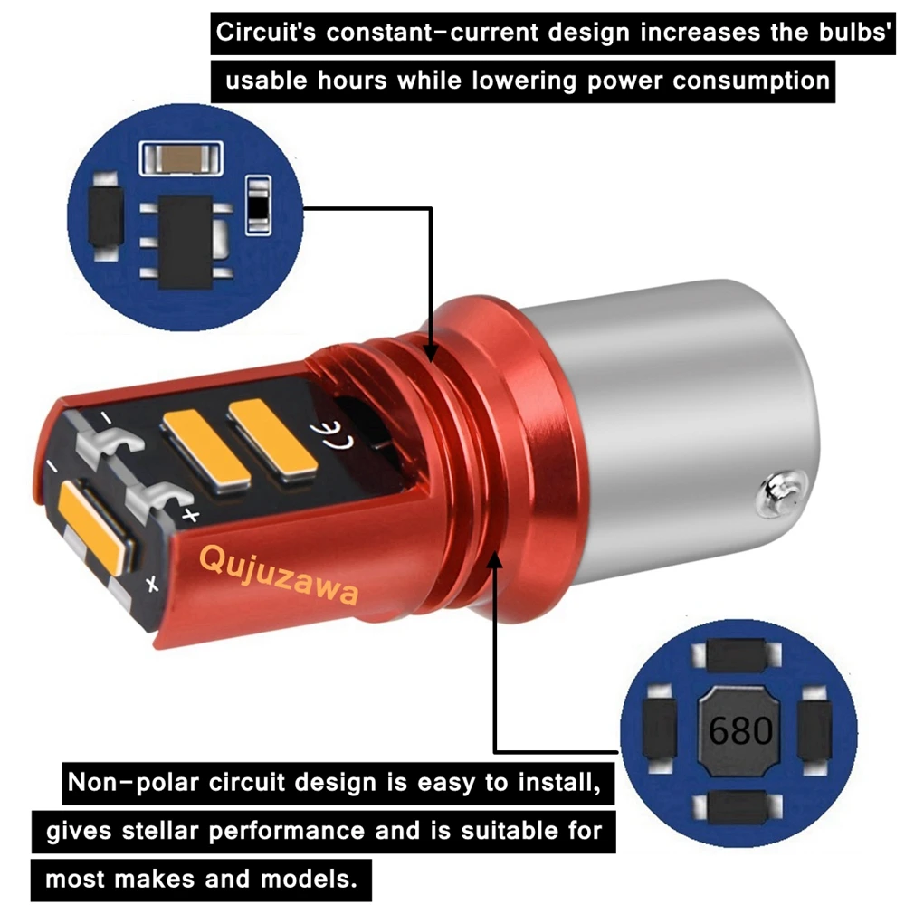  Ʈ CSP LED ڵ 극ũ Ʈ,  õ, ڵ  ,  ȭƮ ο, 12V, 1156 P21W, 7506, BA15S, R10W, 2  ǰ