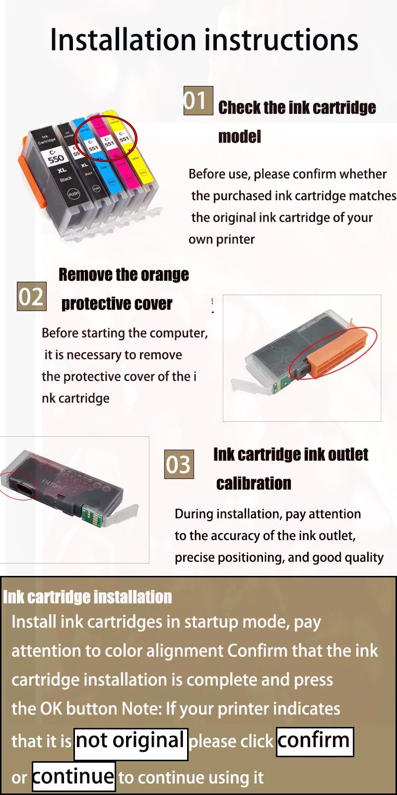 PGI550 CLI551 Ink Cartridges For Canon Pixma MG 5450 5550 6350 6450 7150 8750 IP 7250 MX 925 725