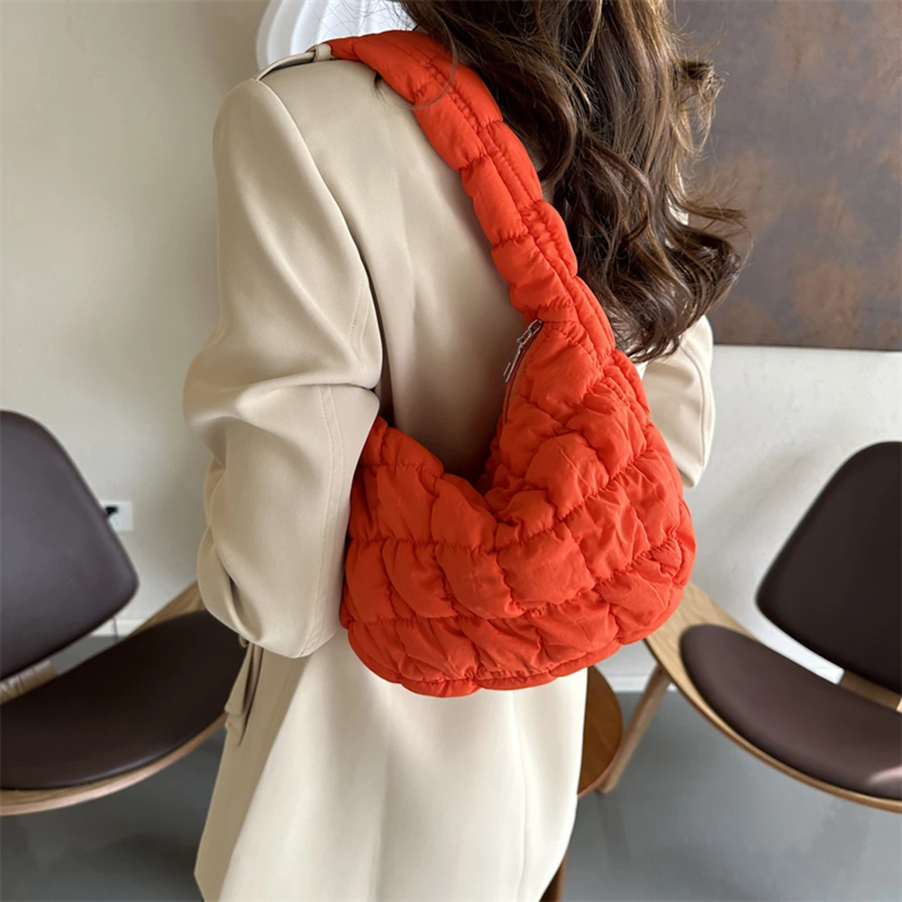 Cloud Bag with Ruffle Design Nylon Soft Lightweight Shoulder Tote