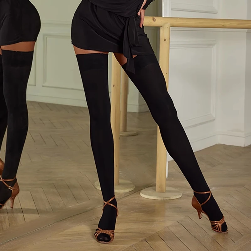 Dance Stockings Latin Dance Stockings Black Over Knee Socks Foot Non-Slip Adult Women Dance Clothes Accessories