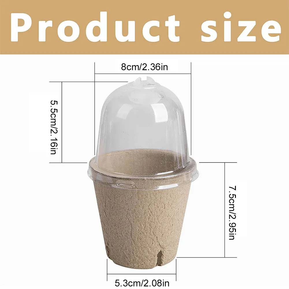 Eco-Friendly Seedling Cups with Transparent Dome for Germination Biodegradable Garden Planters 10 Pcs Set