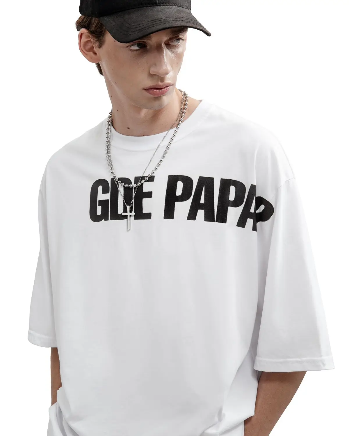 Hip Hop Streetwear Men Tshirt Oversized Short Sleeve GDE PAPA Graphic Print Y2k Tops Tee Harajuku Goth Aesthetic Clothing Cotton