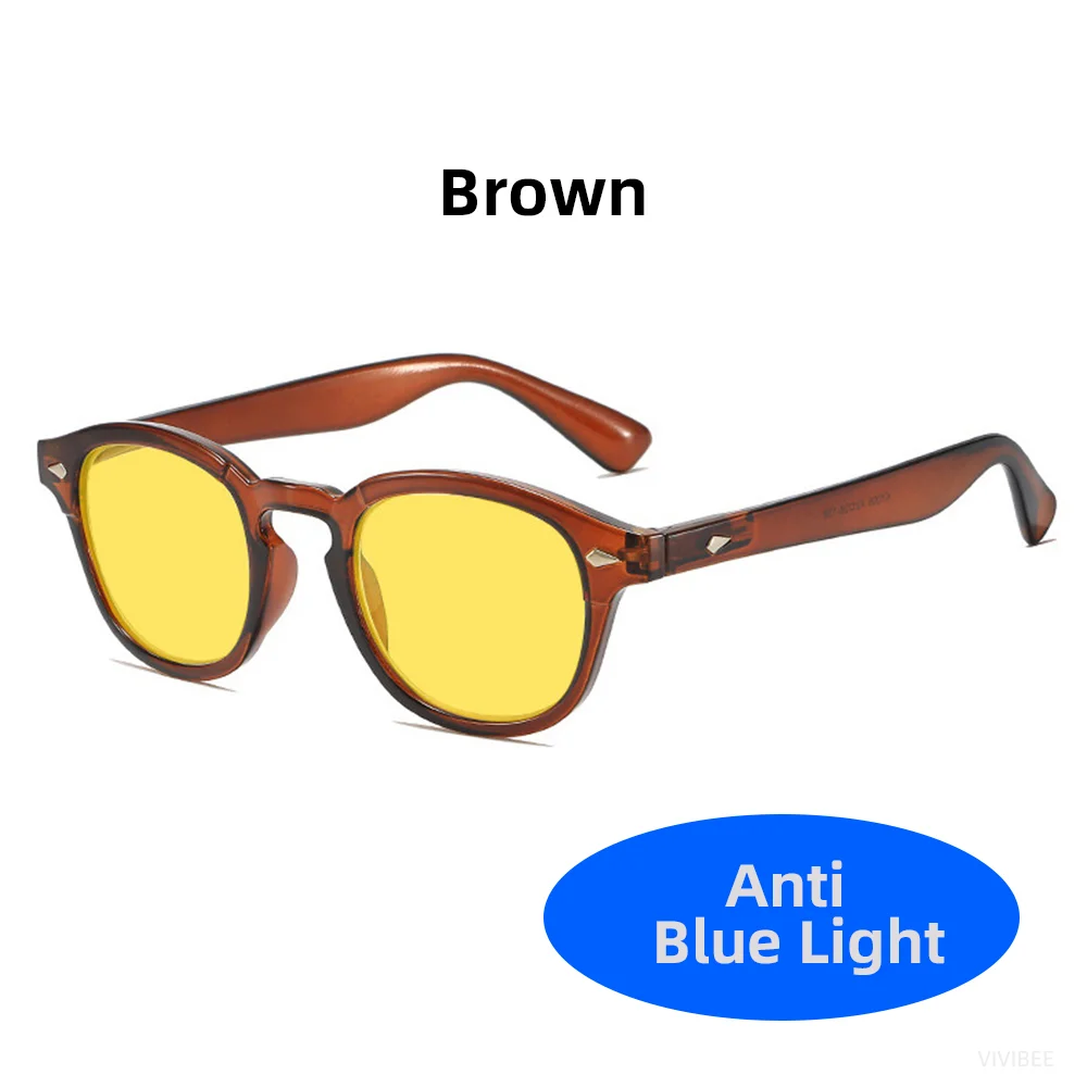 Retro Blue Light Blocking Square Glasses with Yellow Night Vision Lens - UV400 Bluelight Filter Eyewear