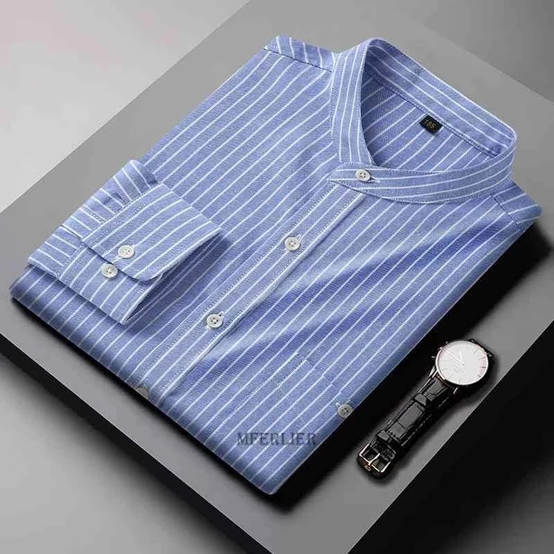 

high quality autumn winter Men cotton Shirt long Sleeve striped plus Size 10XL 12XL 14XL casual Shirt pockets comfortable 70