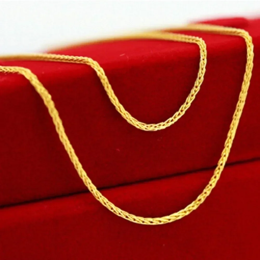 

Real gold 18K gold chain for women to attract wealth AU750 gold necklace elegant clavicle water wave chain 45cm 50cm 5-30g