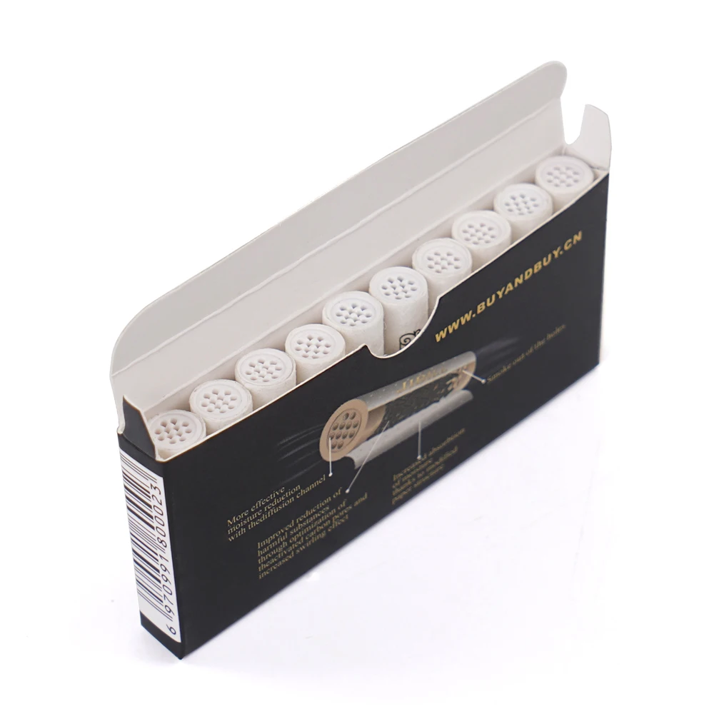 50/250 Pieces Tobacco Pipe Filters 9mm Smoking Pipe Activated Carbon Filter Tips Smoking Accessories OD 8mm length 35mm 2