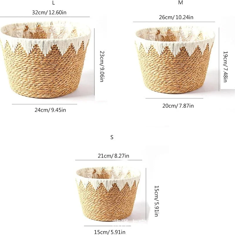 Natural Planter Wicker Basket  Flower Pot Rattan Straw Plants Basket For Home Garden organizer Decoration 22/25/32cm 5