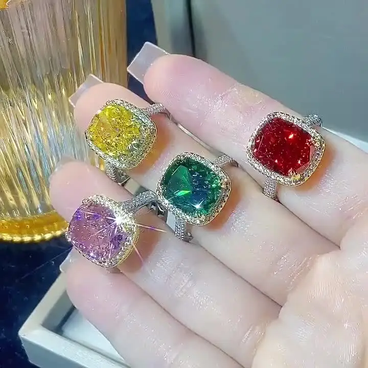 Блестящее обручальное кольцо из драгоценного камня 10*12 мм