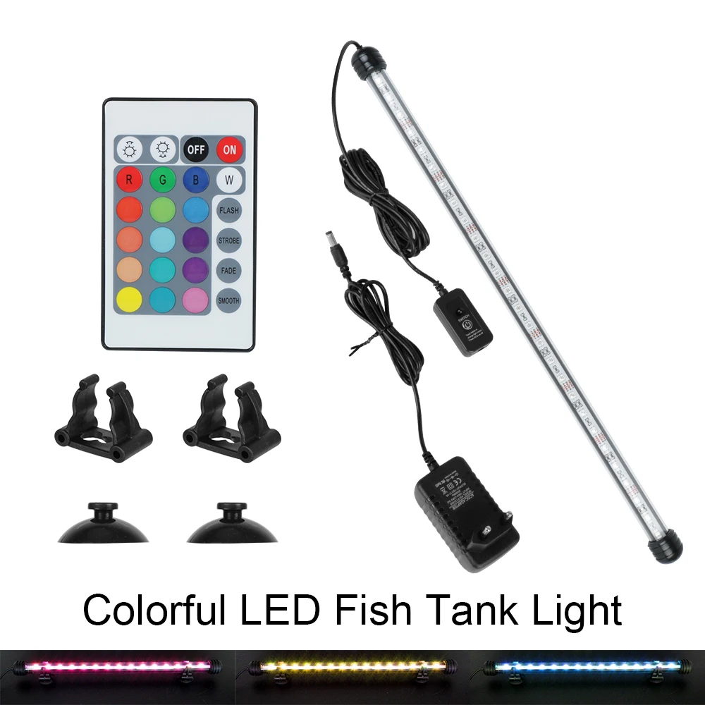 aquarium light led lamp aquarium lamp fish tank light bar 5050 RGB LED 28cm 48cm waterproof submersible remote control 16 kinds of colors EU plug