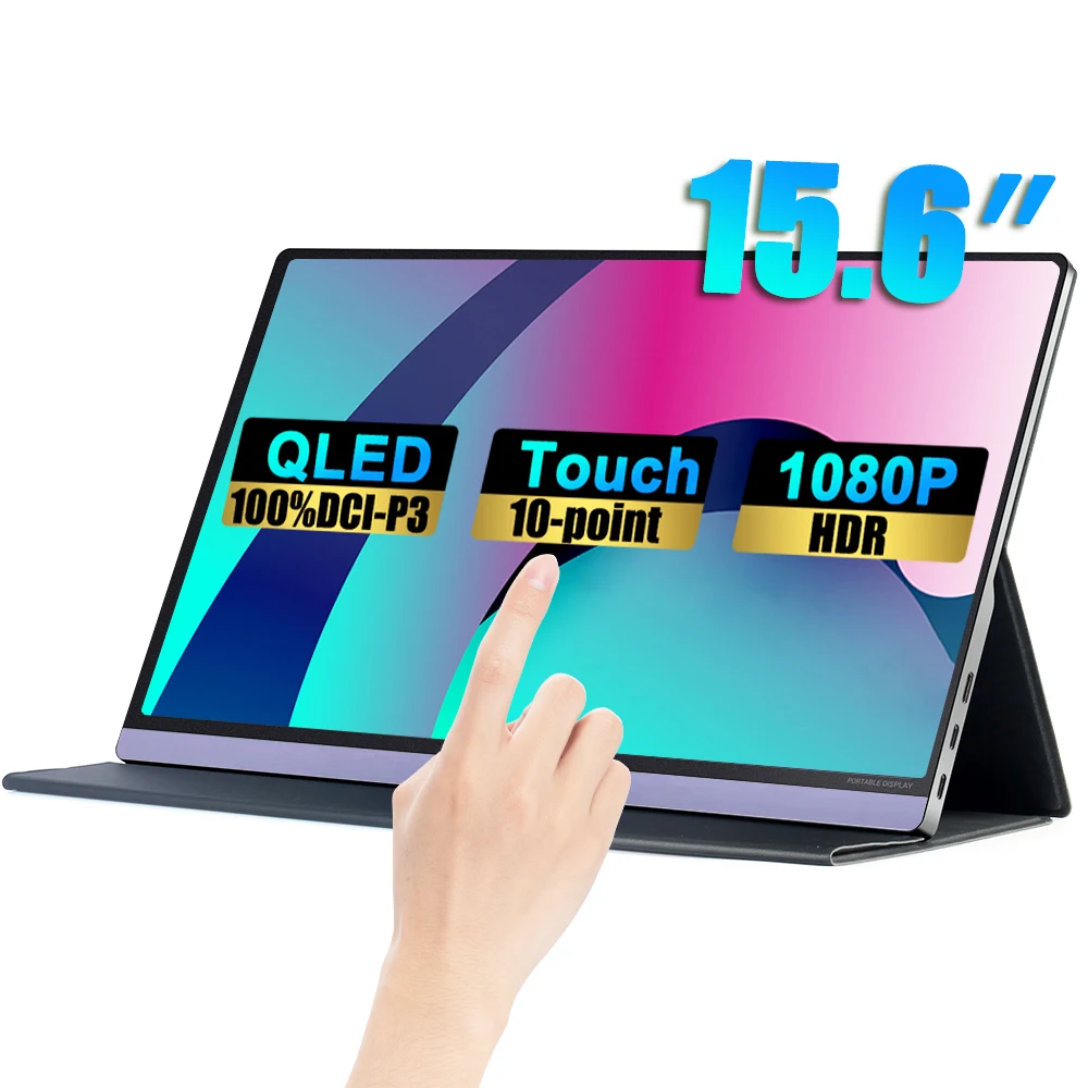 

New 15.6 Inch TouchScreen QLED Portable Monitor 1080P IPS 100%DCI-P3 Gaming Mobile Display For Android iOS Phone X-box Switch