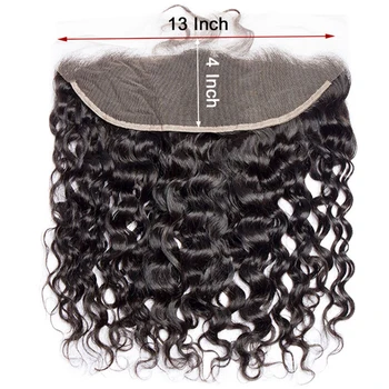 Frontale in pizzo 13x4 Water Wave, chiusura in capelli umani con onda naturale, HD, trasparente, solo frontale.