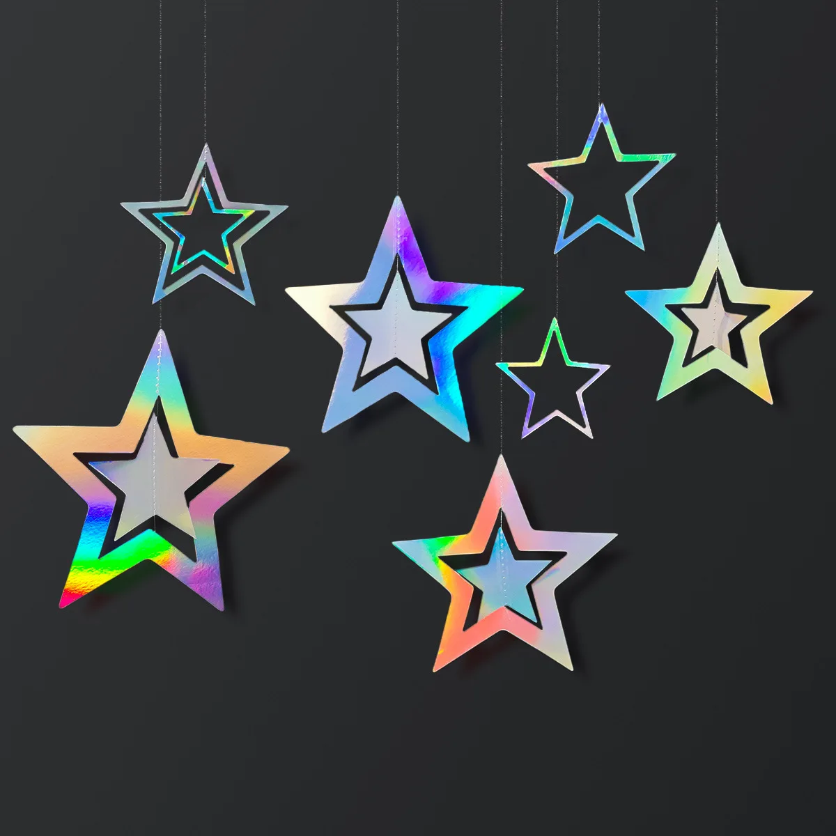 Iridescent Twinkle Star & Circle Dot Garlands