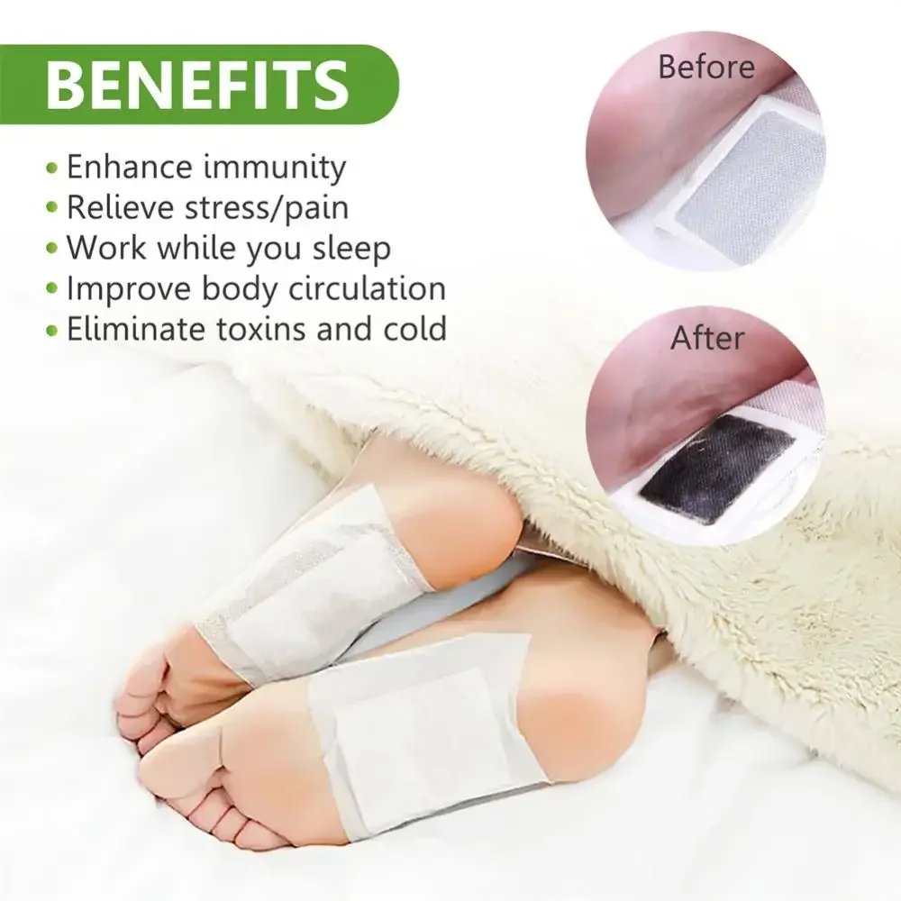 Detox Foot Patch Wormwood Bamboo Charcoal Rosemary Foot Patches Dehumidifying Body Toxins Deep Cleaning Stress Relief Care