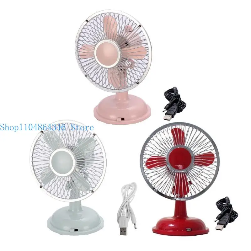 652F 소형 테이블 팬 5.7인치 진동 테이블 팬 2단 USB/AA 배터리 책상 팬