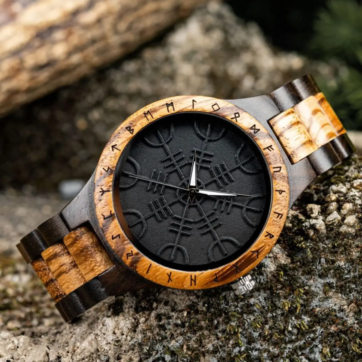 BOBO BIRD Wood Watches Relogio Masculino Watch for Men Viking Warriors Symbol Relojes Para Hombre часы мужские Logo Custom oirlv wooden watch stand for watch display watches organizer t frame wooden jewelry display stand solid wood tshape watch holder