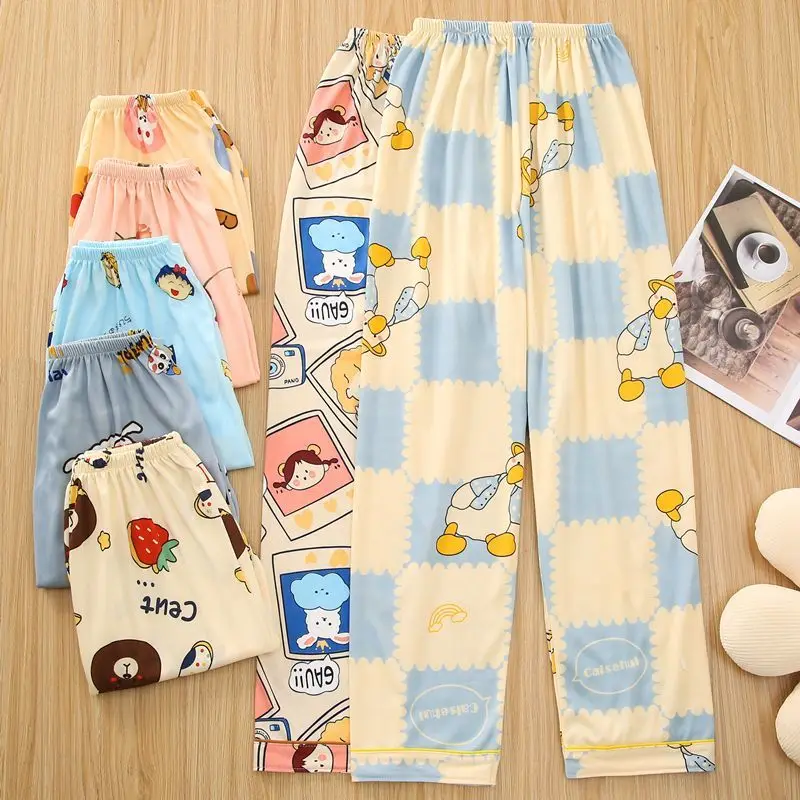 Spring and Autumn Sleeping Pants Women's Summer Loose Pants Cartoon Thin Loose Large Size Casual Wearable Home Pants