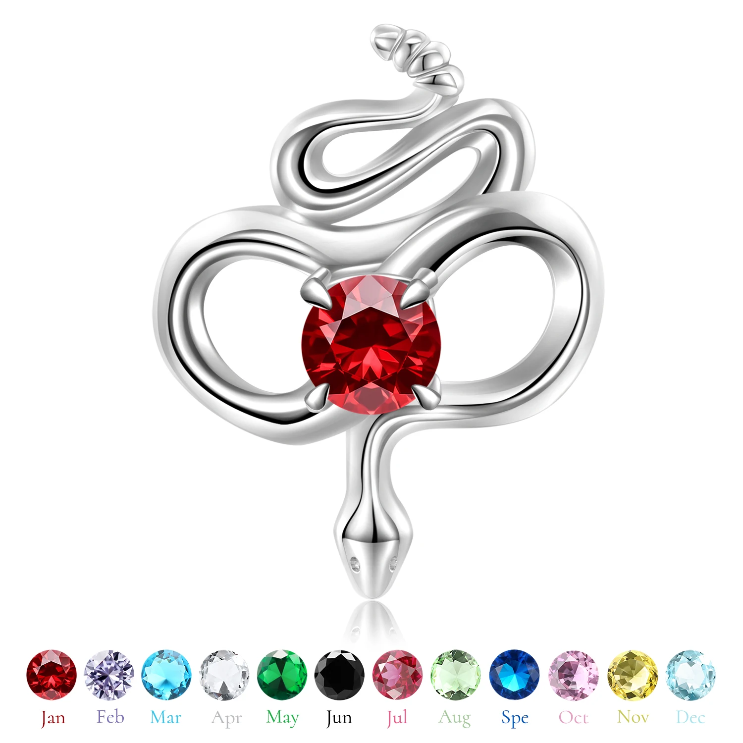 Kataoka 925 Sterling Silver Beads Infinite Snake Charms Con 12 Stone Color Fit For Birthday Jewelry Gifts Women Girls