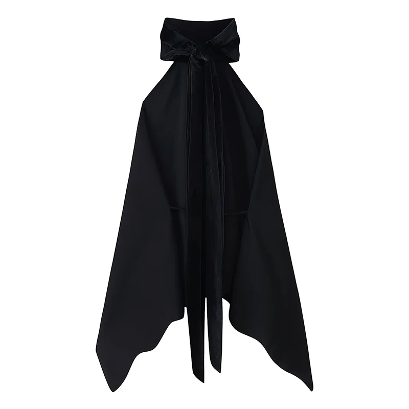 New Halter Tops Backless Splice Scarf Collar Elegant Short Top Woman 2026 Sleeveless Summer Tops For Women Sexy Party Tops