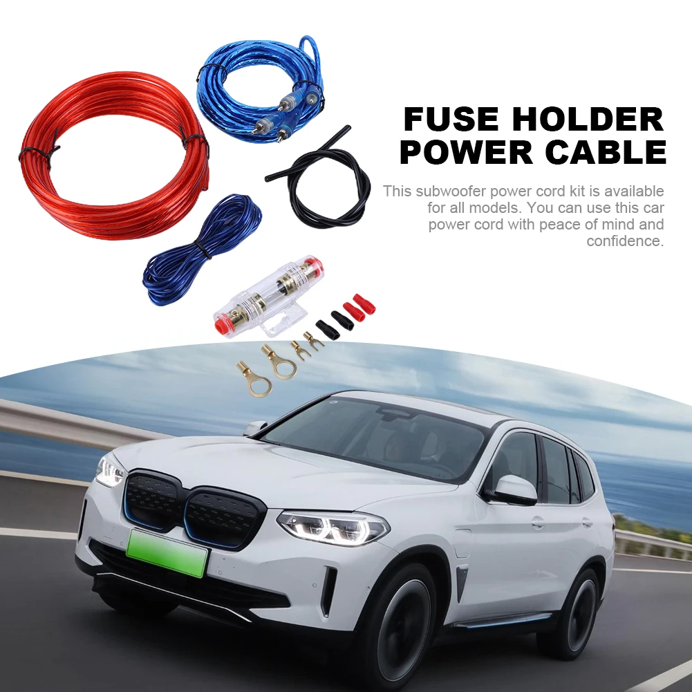 Audio Speaker Wiring Kit Car Amplifier Wiring Kit 1500/2000W Car Audio Speakers 8GA 60AMP Subwoofer AMP Wiring Fuse Holder Wire Cable Car Modification Parts