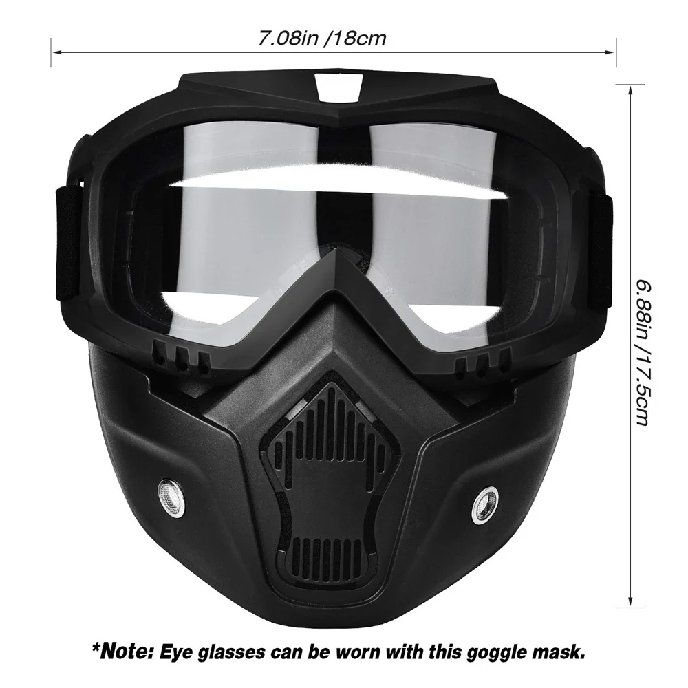 Motorcycle Face Mask High-definition Goggles with Mouth Filter for Open Face Helmet Motocross Eye Protector 1PC motorcycle goggles