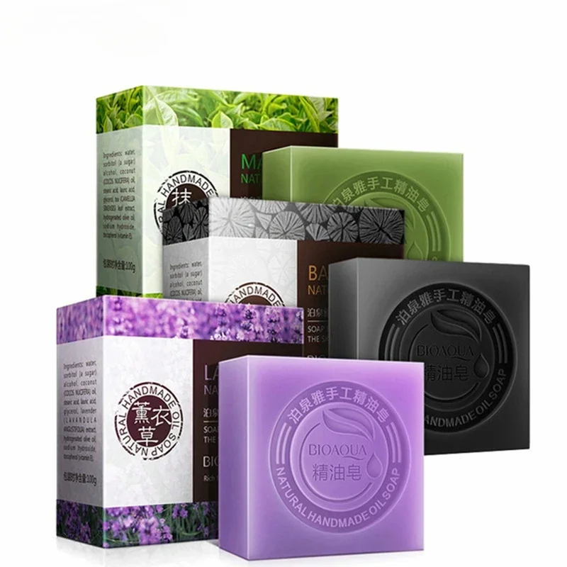 

Natural Plant Essential Oil Handmade Soap Whitening Moisturizing Remove Acne Clean Bath Soap Bamboo Charcoal Soap Handmade
