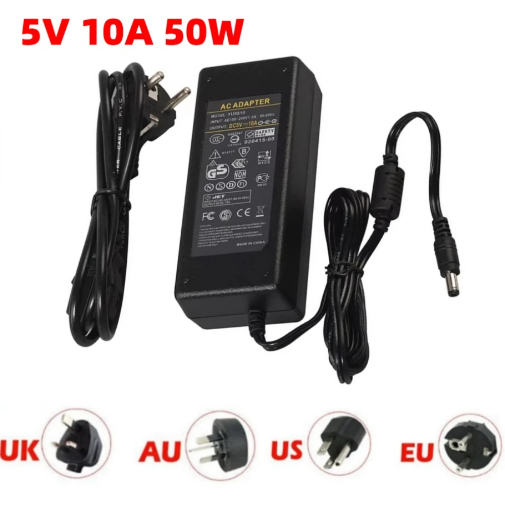 5V 10A 50W LED Power Supply DC5V Lighting Transformer For WS2812B WS2811 LPD8806 WS2801 LED Strip Light / Modules Lamp