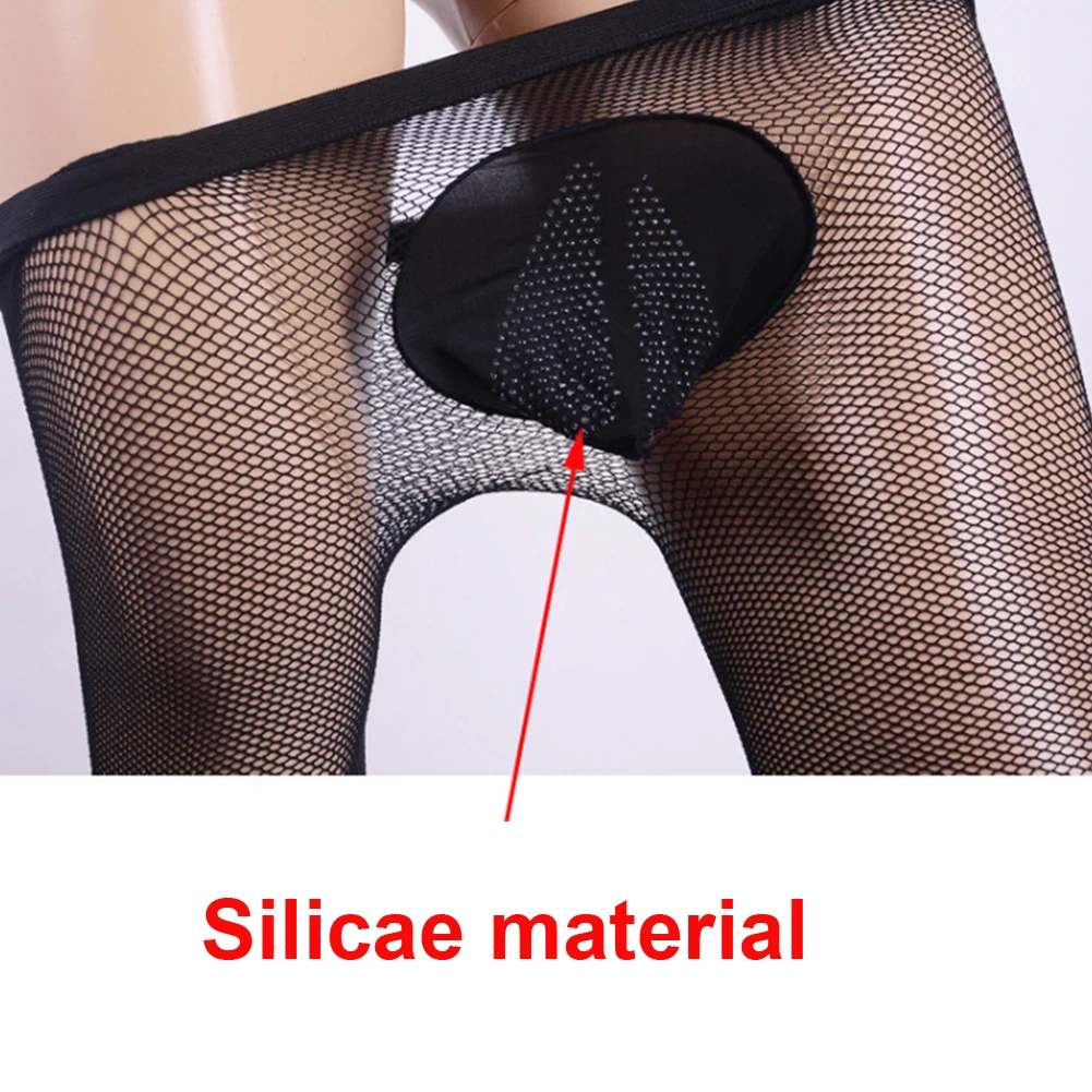 Transparent Men Sexy Fishnet Sheer Pouch Pantyhose Sissy Lingerie Stretchy Temptation Stockings Tights Underwear Nightwear