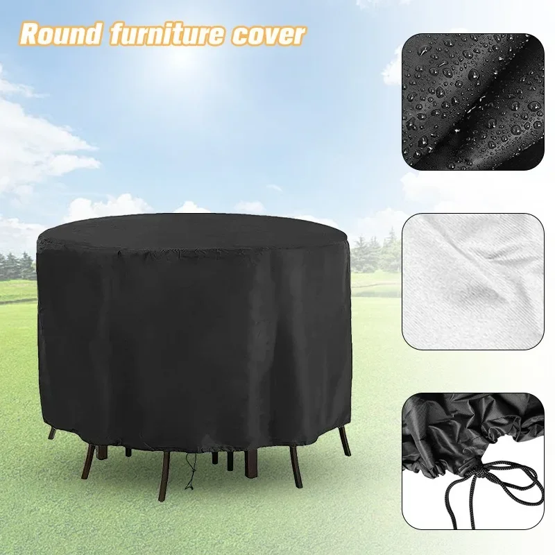 Outdoor Round Table Protective Cover - Durable Oxford Cloth, Weather-Resistant Furniture Shield