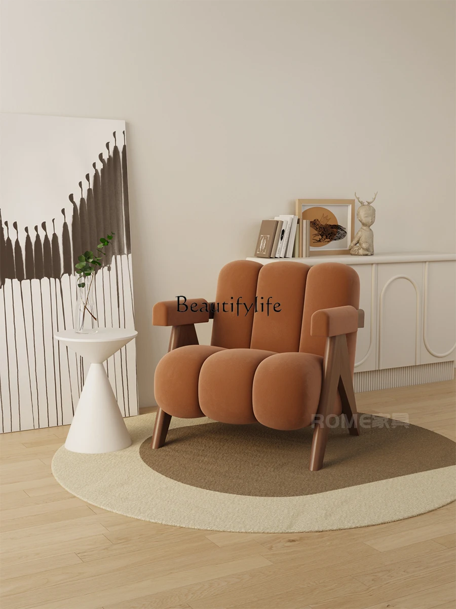 

Sili Style Living Room Single Sofa Designer Bedroom Japanese Style Cream Style Balcony Leisure Chair
