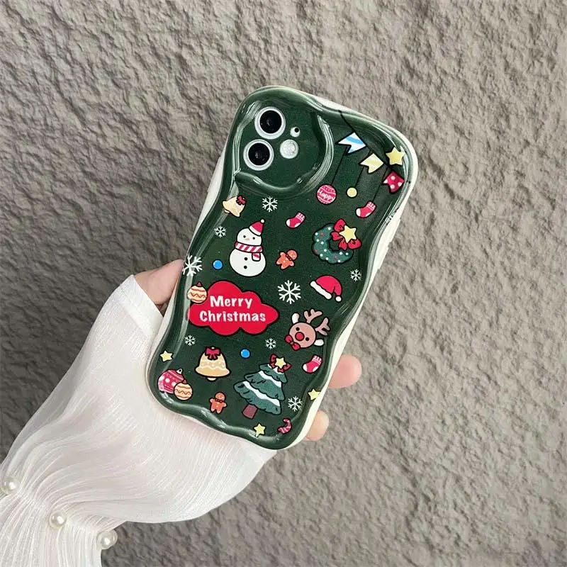 Charming 3D Christmas Santa Claus Doll Silicone Phone Cover - Festive Design