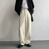 Baggy Beige Jeans Men Fashion Casual Oversized Wide Leg Jeans Men Streetwear Korean Loose Straight Denim Pants Mens Trousers 1