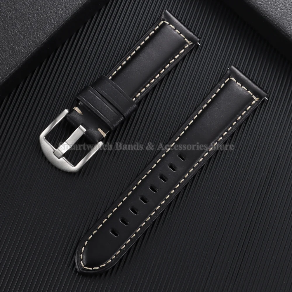 Premium Oil-Waxed Cowhide Leather Watch Strap - Waterproof Quick Release Bracelet