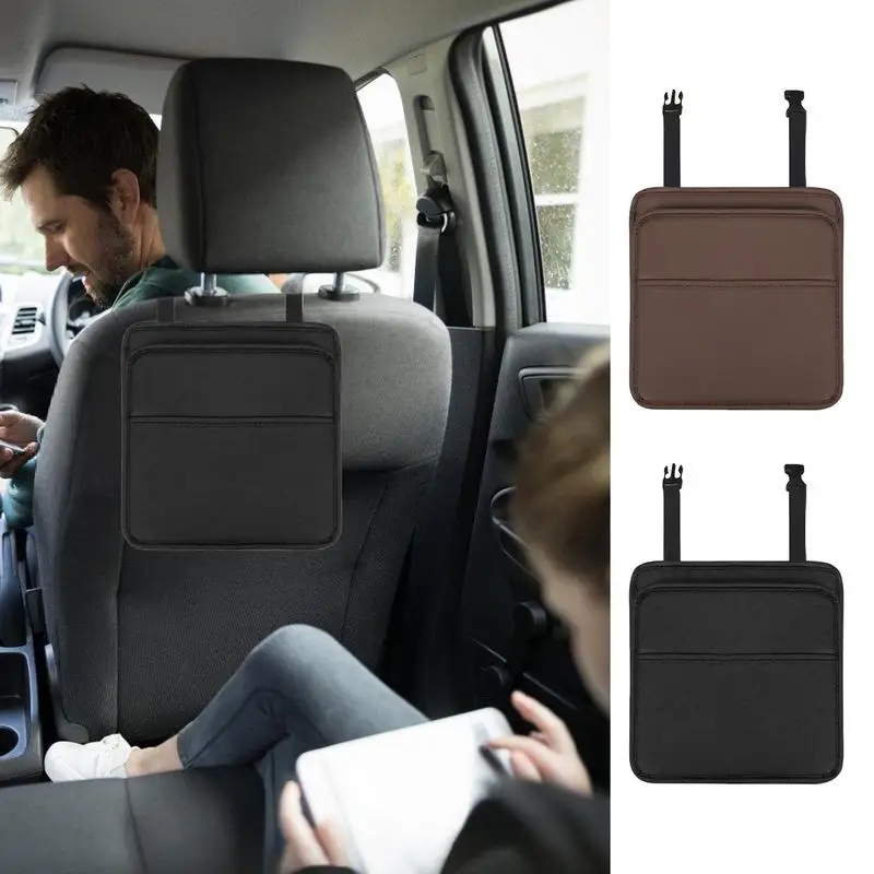 

Vehicle BackSeat Storage Bag Multifunctional Auto Leather Organizer Garbage Case Phone Box Interior Accessory For Automobile