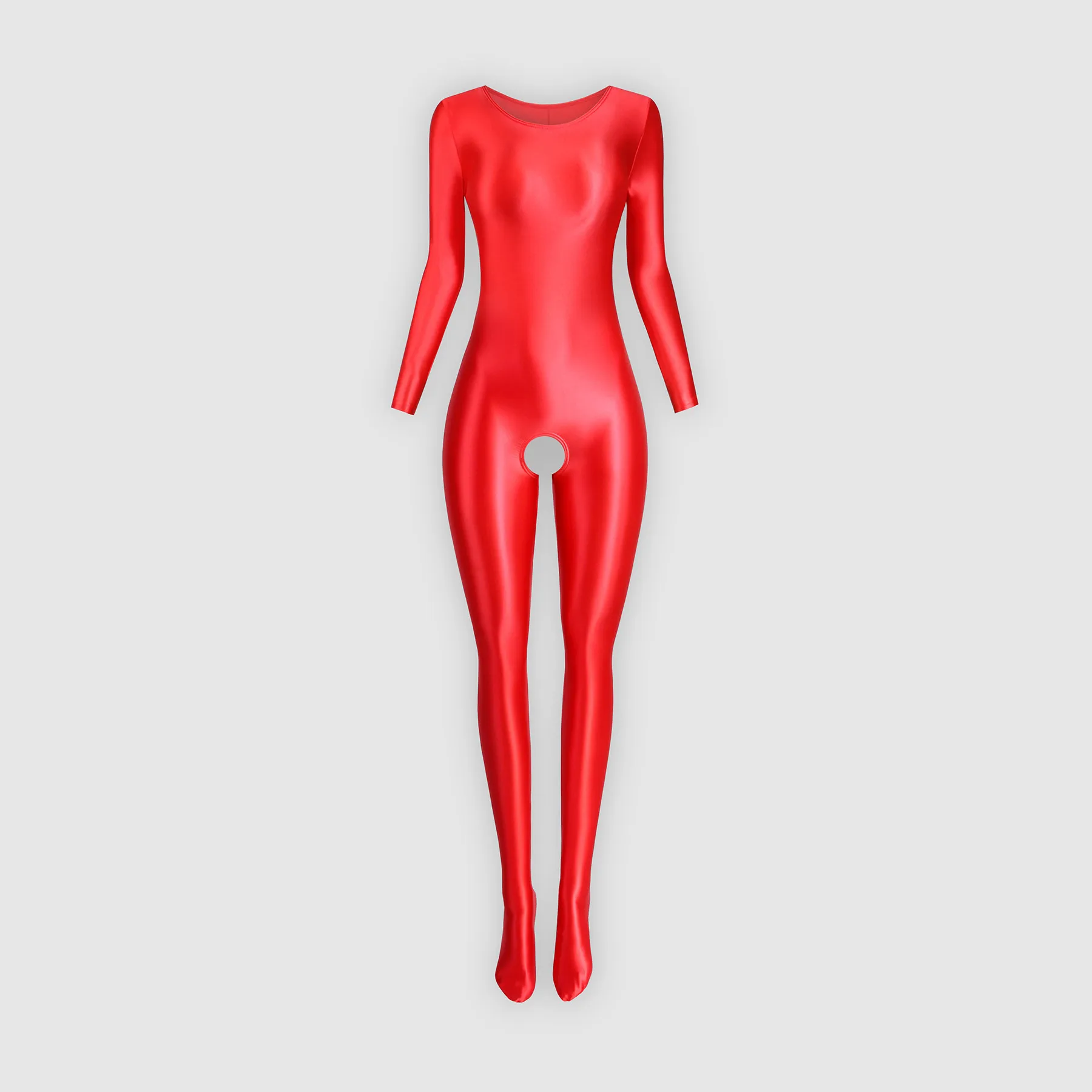 XClocKNYoung Glänzender Satin-Bodysuit in voller Länge, Öl-Yoga-Bodysuit, lässige Sportstrumpfhose, Mjinm Glänzende Satin-Strumpfhose mit offenem Schritt – Detail 16