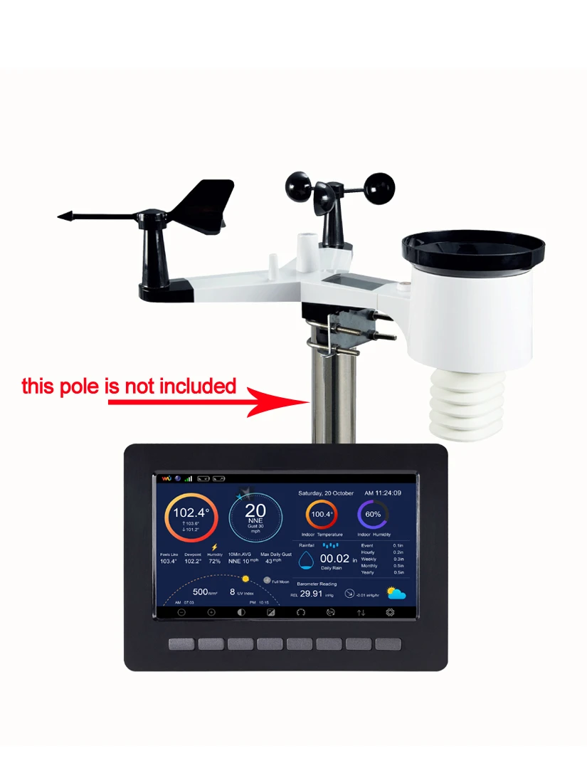 

Беспроводная метеостанция Wi-Fi подключение Солнечная зарядка Беспроводная передача данных загрузка данных Wi-Fi