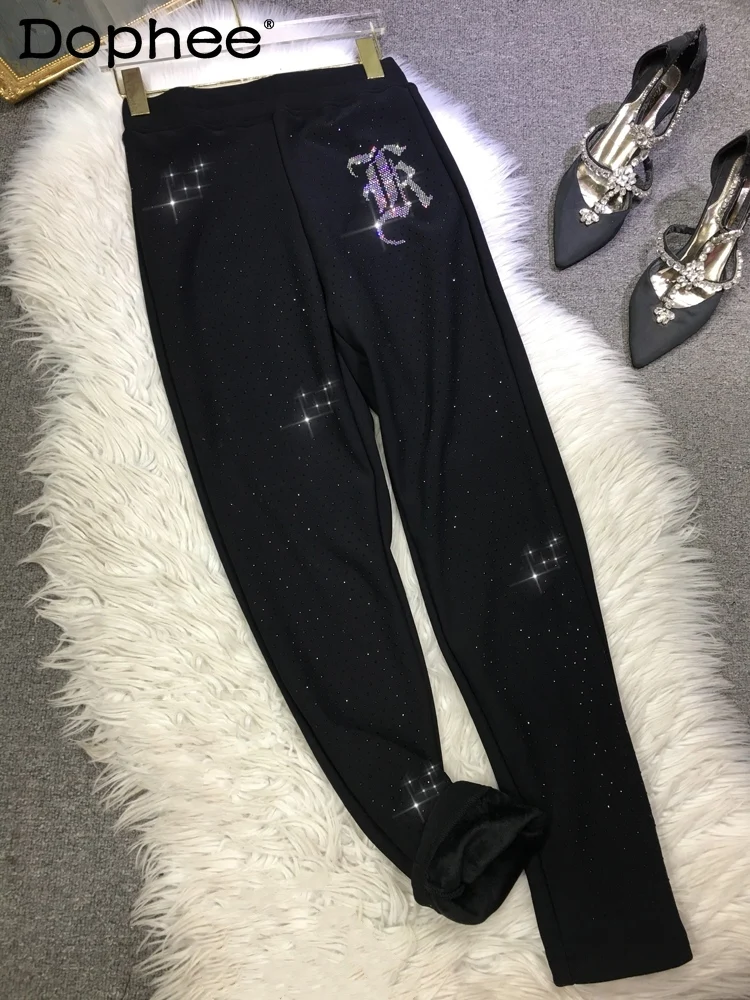 fleece-lined-thick-leggings-women-2023-autumn-winter-heavy-hot-drilling-high-waist-show-thin-black-tight-pants-tappered-pants