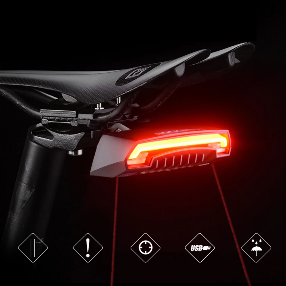 

ROCKBROS Bicycle Remote Control Steer Laser Tail Light Rechargeable Wireless Waterproof MTB Safety Turn Sign Bikes Lamp 2000mAh