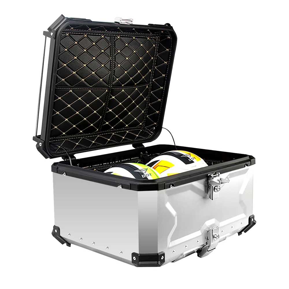 

80L 5052 PU lining embossing steel lock top aluminum motorcycle tail box