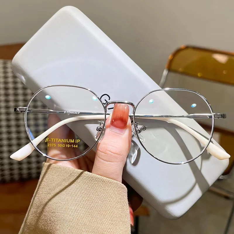 

50mm Ultralight Retro Pure Titanium Blocking Round Myopia Eyewear Men Fashion Optical Glasses Frame Women 2375