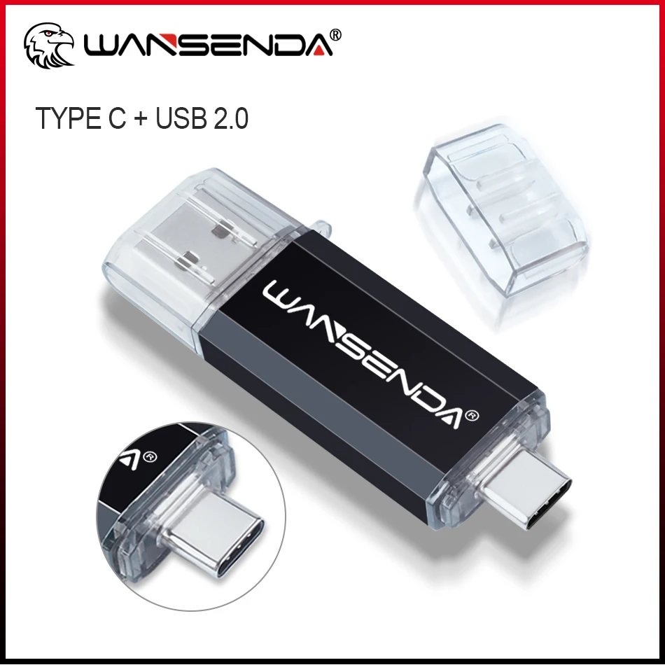 

WANSENDA OTG Type C USB Flash Drive USB 2.0 Pen Drive Cle USB Memory Stick 128GB 64GB 32GB 16GB 8GB Pendrive for Type-C/PC