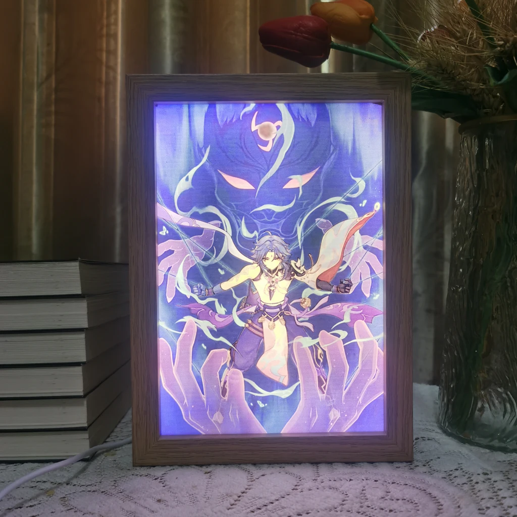 

Популярная светодиодная фоторамка VALORANT в стиле аниме, лампа Xiao Genshin Impact Wanderer, художественная живопись, дизайн ночной подсветки, домашний декор, подарок для детской комнаты