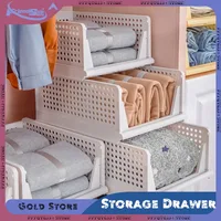 Clothes Storage Drawer Foldable High-capacity Plastic Storage Box Household Stackable Drawer Organization Household Wardrobe 1