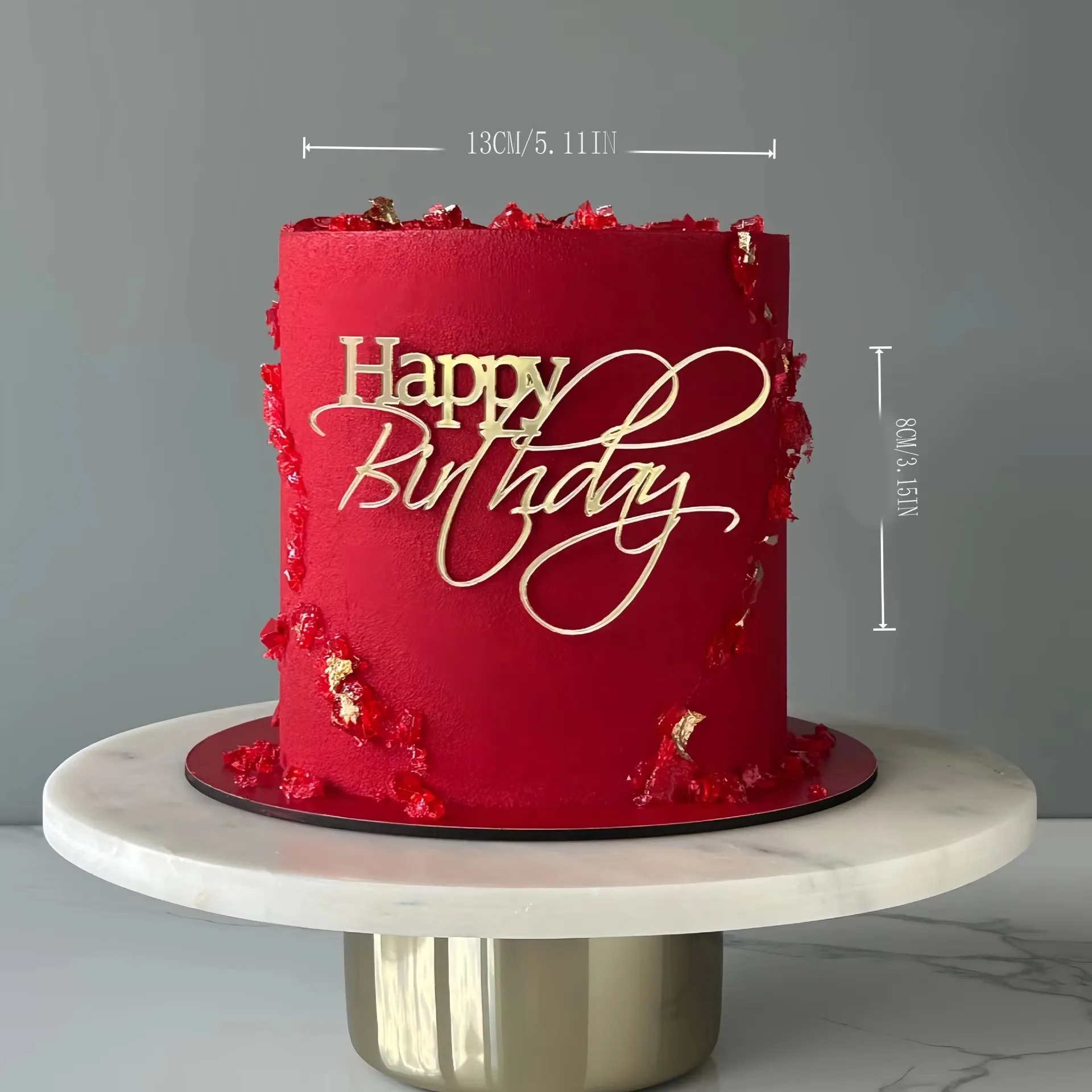 Cake Topper Cake Toppers Cake Decorations Gold Leaf Cake Decorations Birthday Party Supplies Party Decorations Ins Acrylic Happy Birthday Gold Cake Topper for Birthday Party Cake Dessert Baking DIY Decoration Supplies
