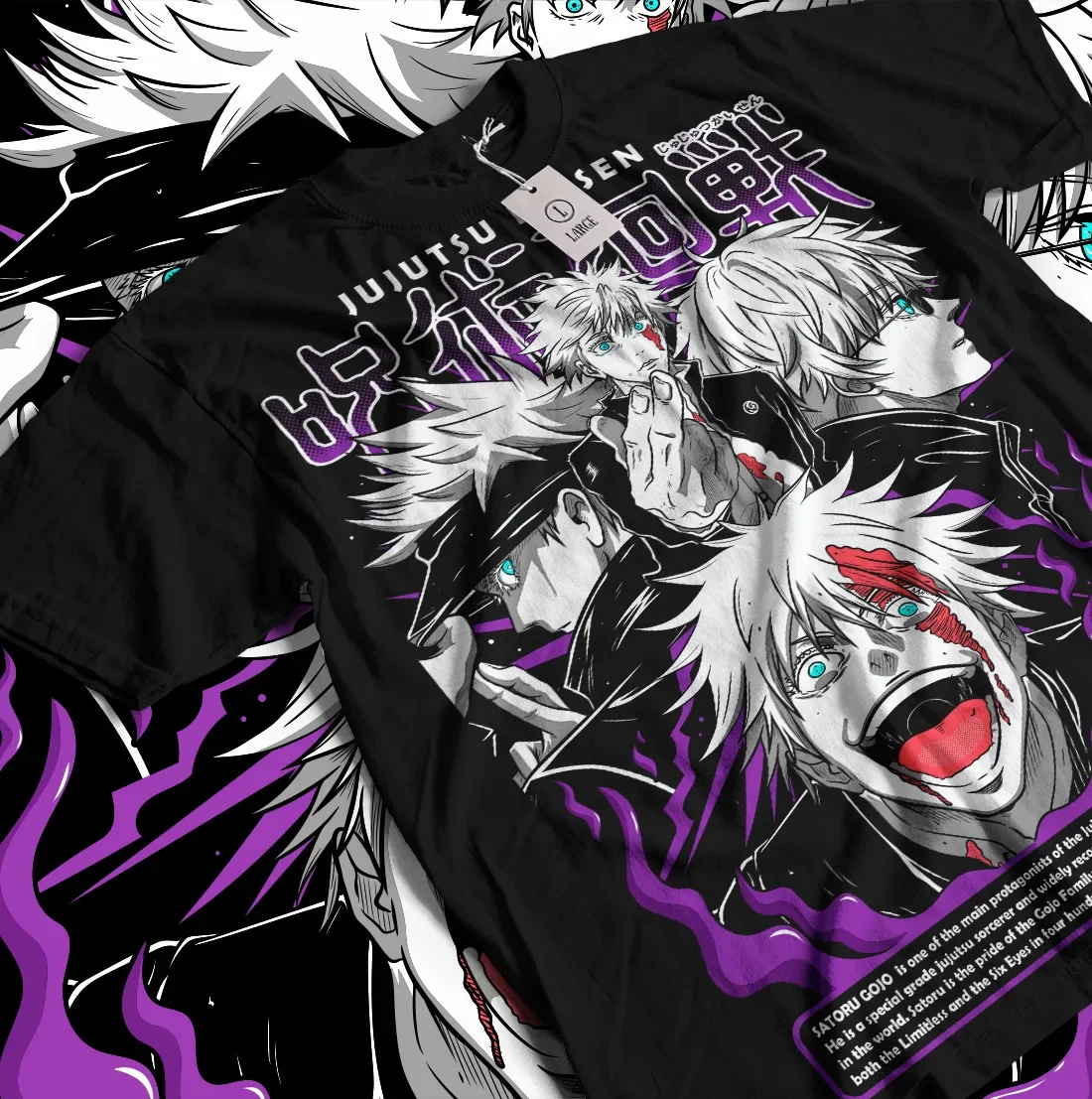 

Gojo Satoru T-Shirt Jujutsu Kaisen Anime Horror Funny Gift Shirt All Size